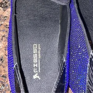 FIESSO MENS ROYAL BLUE RHINESTONES ENCRUSTED LEATHER LOAFERS W/TASSELS FIESSO | Shoes | Fiesso Mens Royal Blue Rhinestones  main image 4